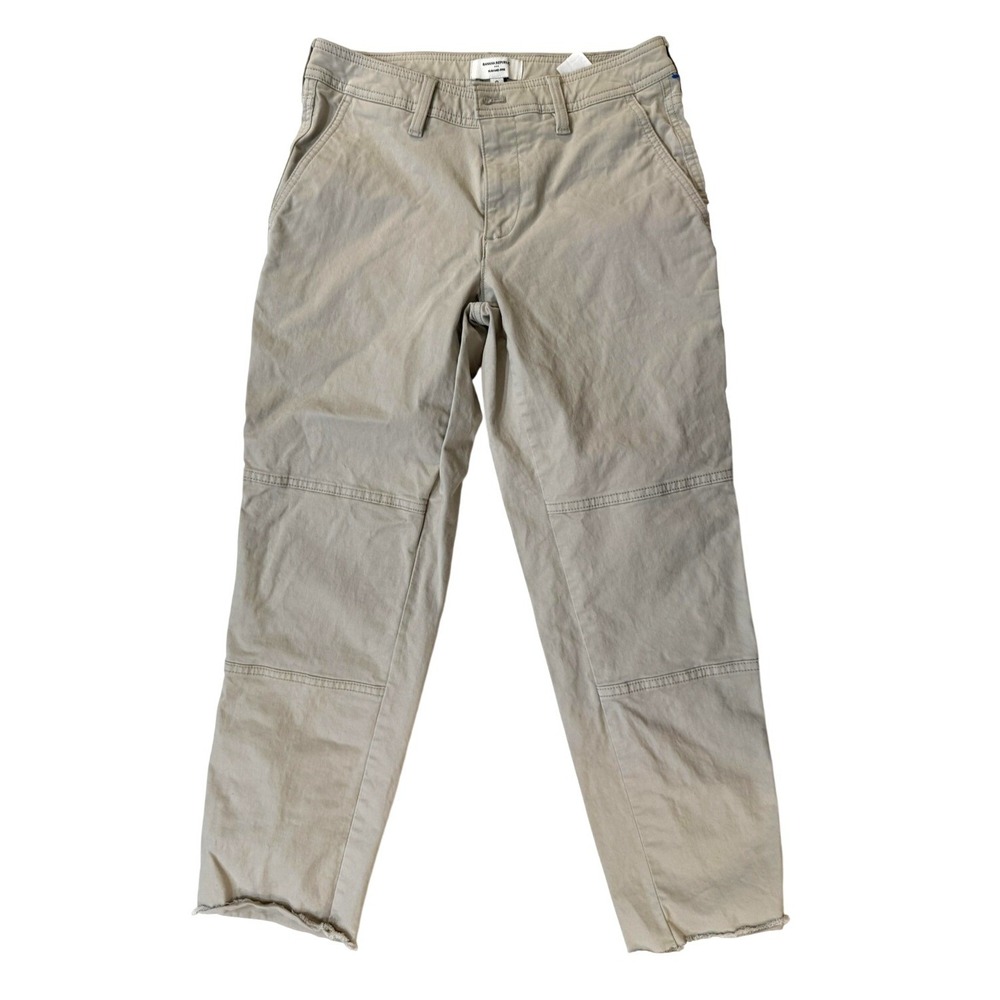 Banana Republic Chino Pants‎ Womens 0 Khaki Mid-Rise Raw Hem Ankle Summer Vibe